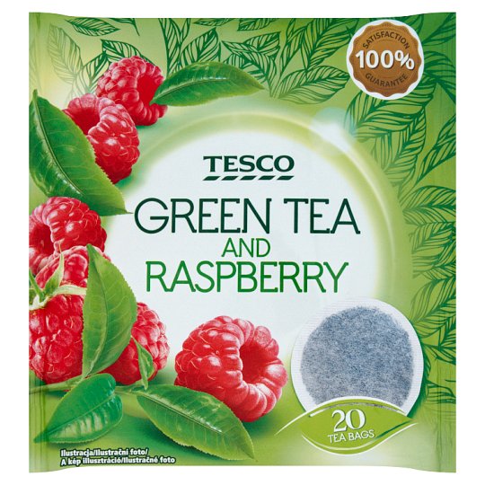 Tesco filteres zöld tea málna ízesítéssel 20 filter 40 g