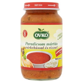Ovko gluténmentes paradicsom mártás csirkehússal és rizzsel bébiétel 8 hónapos kortól 220 g