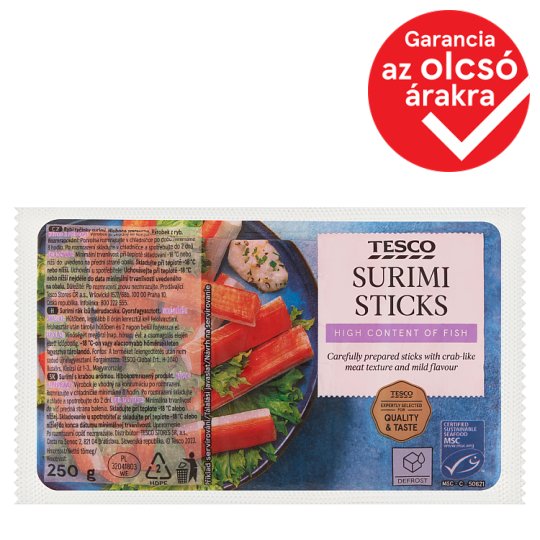 Tesco gyorsfagyasztott surimi r k z halrudacska 250 g Tesco