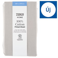 Tesco Home Grey Fitted Cotton Sheet 180 x 200 cm