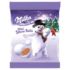 Milka Mini Snow Balls ropogós cukorbevonatú alpesi tejcsokoládé drazsé 100 g