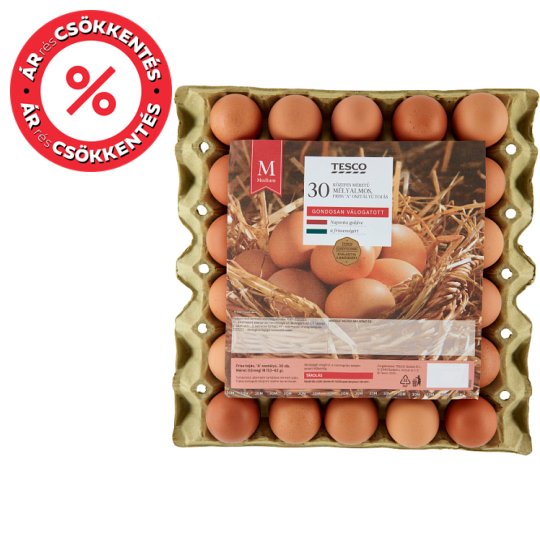 Tesco "A" osztályú közepes méretű mélyalmos, friss tojás M 30 db