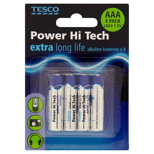 Tesco Power Hi Tech LR03 AAA Alkaline Batteries 8 pcs Tesco Online