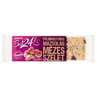 Biopont Bio 24h BIO földimogyorós-mazsolás mézes szelet 40 g