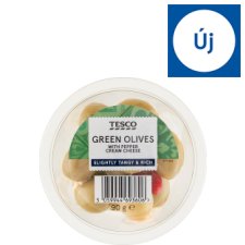 Tesco marinált magozott zöld olívabogyó paprikás krémsajttal töltve 90 g 