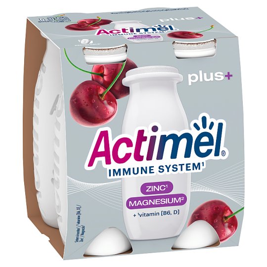 Actimel Low-Fat Cherry-Flavored Yogurt Drink with Vitamin B6 and Vitamin D  4 x 100 g (400 g)