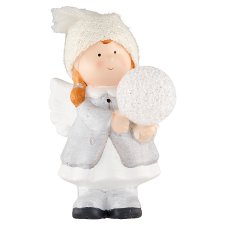 Angel with Snowball LED Decoration 12,8 x 11,5 x 21 cm