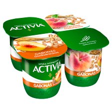Danone Activia élőflórás, zsírszegény őszibarackos joghurt teljes kiőrlésű gabonákkal 4 x 125 g