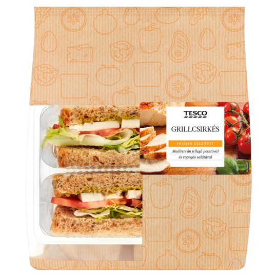 Tesco szendvics roston sült csirkemellel, paradicsommal, pestoval és salátával 149 g
