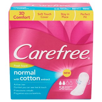 Carefree Normal with Cotton Extract Fresh Scent tisztasági betét 58 db