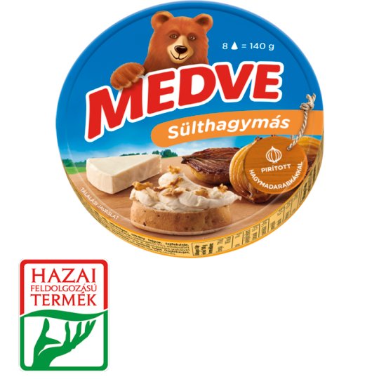 Medves Semi-Fat Processed Cheese Spread with Fried Onion 8 x 17,5 g (140 g)