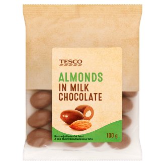 Tesco pörkölt mandula tejcsokoládés bevonattal 100 g
