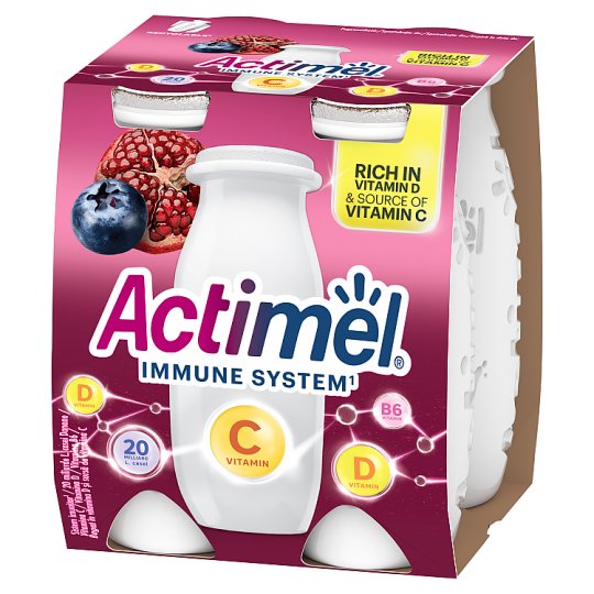 Danone Actimel zsírszegény, élőflórás gránátalma-áfonyaízű joghurtital 4 x 100 g (400 g)