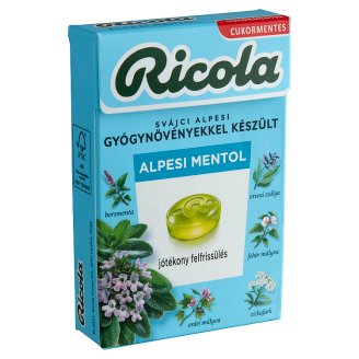 Ricola Alpin Fresh cukormentes svájci gyógynövény cukorkák 40 g