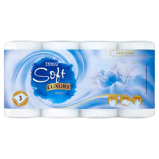 Tesco Soft Luxury White toalett papír 3 rétegű 8 tekercs