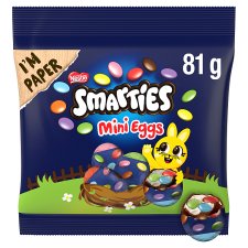 Smarties tejes krémmel töltött tejcsokoládé mini tojás tejcsokoládés cukordrazséval 9 db 81 g