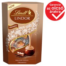 Lindt Lindor tejcsokoládé ostya darabokkal és mascarpone krémsajtos és kávés töltelékkel 200 g