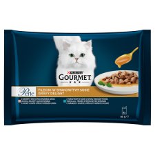 Gourmet Perle Gravy Delight Wet Cat Food with Salmon/Tuna 4 x 85 g (340 g)