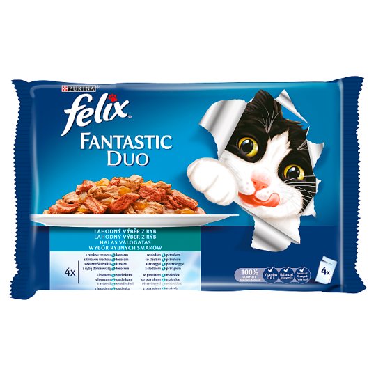 Felix Fantastic Duo Halas Válogatás állateledel macskáknak aszpikban 4 x 100 g