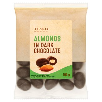 Tesco pörkölt mandula étcsokoládés bevonattal 100 g