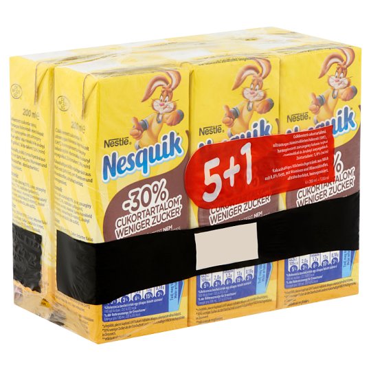Nesquik UHT zsírszegény kakaós tejital vitaminokkal és ásványi anyagokkal 6 x 200 ml