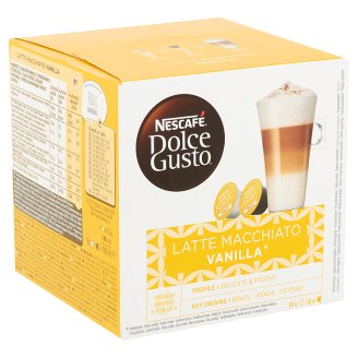 Nescafé Dolce Gusto Latte Macchiato Vanilla őrölt pörkölt kávé és tejpor cukorral 2 x 8 db 188,4 g