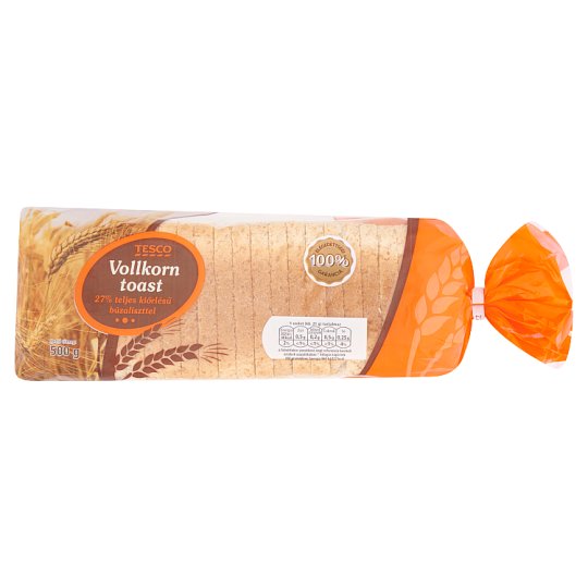 Tesco Vollkorn toast 27% teljes kiőrlésű búzaliszttel 500 g