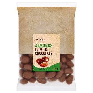Tesco pörkölt mandula tejcsokoládés bevonattal 500 g