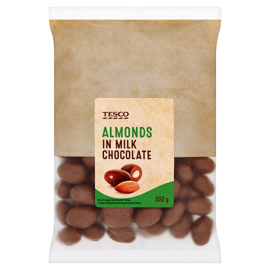 Tesco pörkölt mandula tejcsokoládés bevonattal 500 g