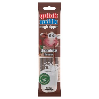 Quick Milk Magic Sipper csokoládé ízű cukordrazséval töltött szívószál 5 db 30 g