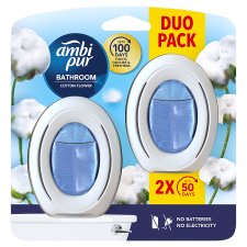 Ambi Pur Bathroom, Continuous Air Freshener Odour Elimination & Prevention, Cotton Flowers 2 Count