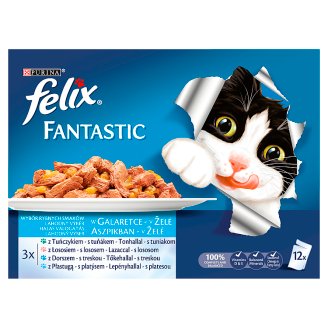 Felix Fantastic Halas Falatok teljes értékű állateledel felnőtt macskák számára 12 x 100 g