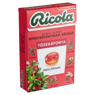 Ricola Tőzegáfonya cukormentes svájci gyógynövény cukorkák 40 g