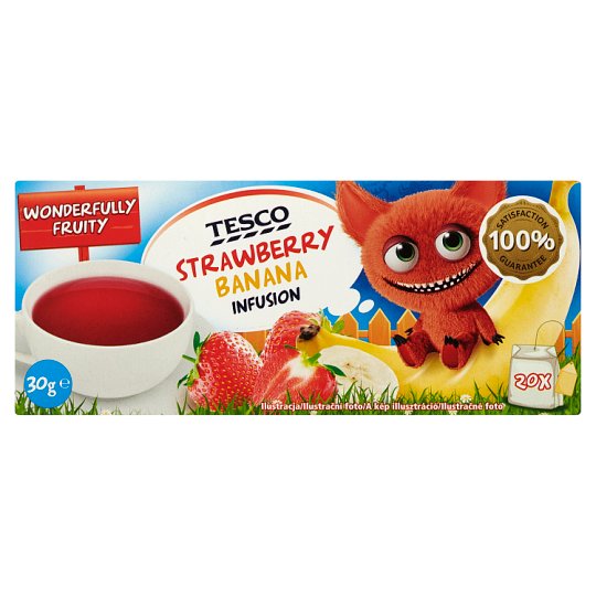 Tesco Strawberry Banana Infusion eper-banán ízű filteres gyümölcstea 20 filter 30 g