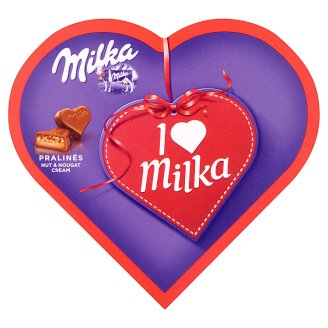 Milka I ♥ Milka alpesi tejcsokoládé praliné mandulás töltelékkel és ropogós mogyoródarabokkal 38,5 g