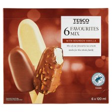 Tesco Vanilla Flavour Ice Cream in Chocolate Coating 6 x 120 ml (720 ml)