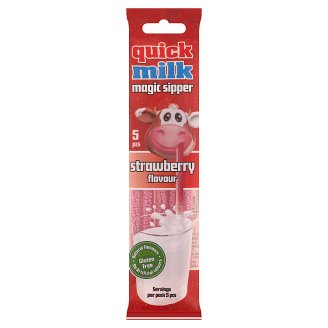 Quick Milk Magic Sipper eper ízű cukordrazséval töltött szívószál 5 db 30 g
