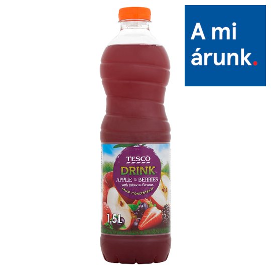 Tesco alma-bogyósgyümölcsital hibiszkusz ízesítéssel, cukorral és édesítőszerrel 1,5 l