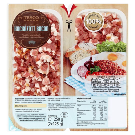 Tesco kockázott bacon 2 x 125 g