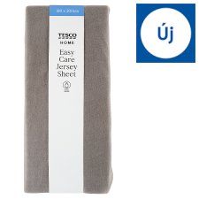 Tesco Home Easy Care Jersey Grey Sheet 180 x 200 cm