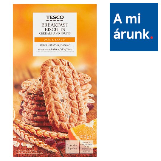 Tesco kekszek müzlivel és 5 féle gabonával, hozzáadott E-vitaminnal és ásványi anyagokkal 6 x 50 g