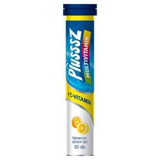 Plusssz C-vitamin + Multivitamin narancs-citrom ízű étrend-kiegészítő pezsgőtabletta 90 g