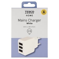 Tesco Home White Mains Charger with 3 x USB-A Ports