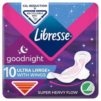 Libresse Ultra Thin Goodnight vékony, szárnyas egészségügyi betét éjszakai használatra 10 db