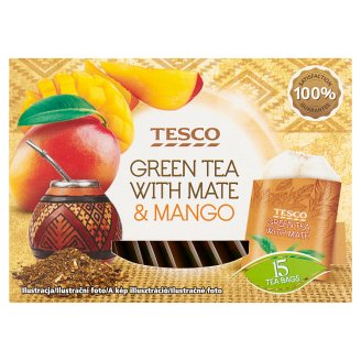 Tesco zöld és mate tea keveréke citromfű és mangó ízesítéssel 15 filter 22,5 g