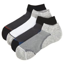 F&F Mens 4 Pack Black and White Ventilated Trainer Liner Sock, 4 pieces ...