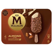 Magnum Almond Vanilla Ice Cream with Milk Chocolate Coating and Almond Pieces 4 x 100 ml (400 ml)