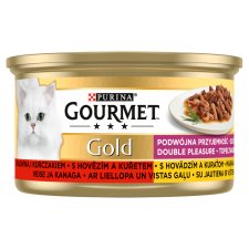 Gourmet Gold Duó Élmény csirkével és marhával nedves macskaeledel 85 g