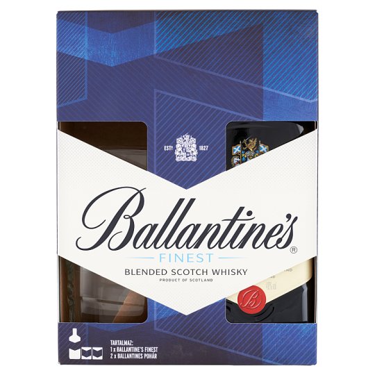 Ballantine's Finest skót whisky +2 pohár díszdobozban 40% 0,7 l