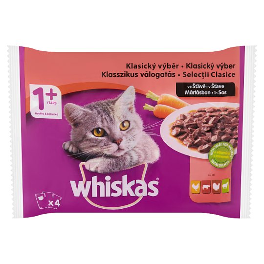 Whiskas nedves állateledel macskák számára húsos-zöldséges mártásban alutasak 4 x 100 g